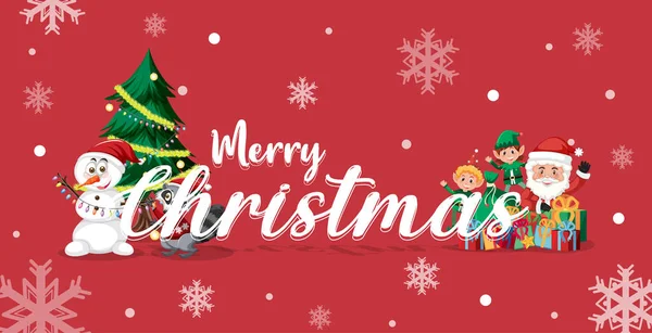 Veselé Vánoce Prapor Roztomilou Santa Claus Kreslené Ilustrace — Stockový vektor