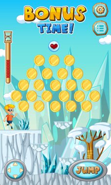 Sikke Koleksiyonu Platformer Oyun Şablonu Çizimi