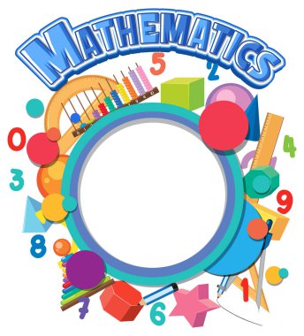 Matematik araçları ve illüstrasyon elemanları ile boş matematik şablonu