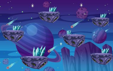 Bir Oyun Şablonu Galaksi Uzay Sahnesi çizimi