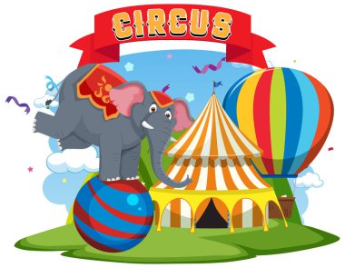 İzole edilmiş arkaplan illüstrasyonunda sirk tema parkı