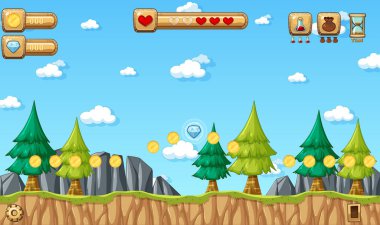 Oyun Şablonu Doğa Ormanı Görüntü Çizimi