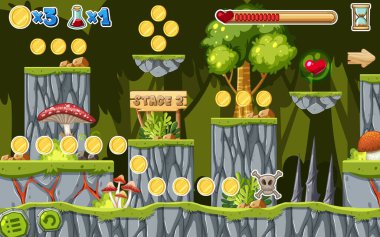 Bir Oyun Şablonu Macera Ormanı Çizimi