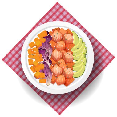 Somon salatası resimli sağlıklı bir kahvaltı.
