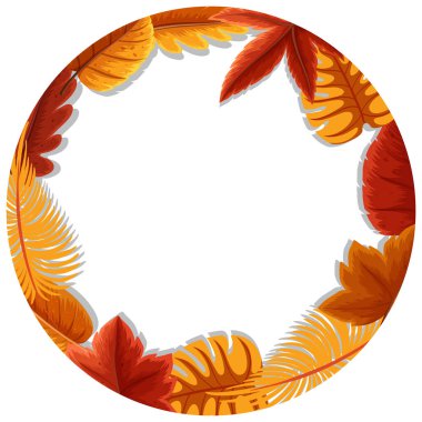 Sonbahar yapraklı yuvarlak çerçeve çizimi