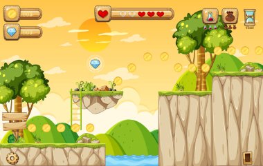 Oyun Şablonu Doğa Ormanı Görüntü Çizimi