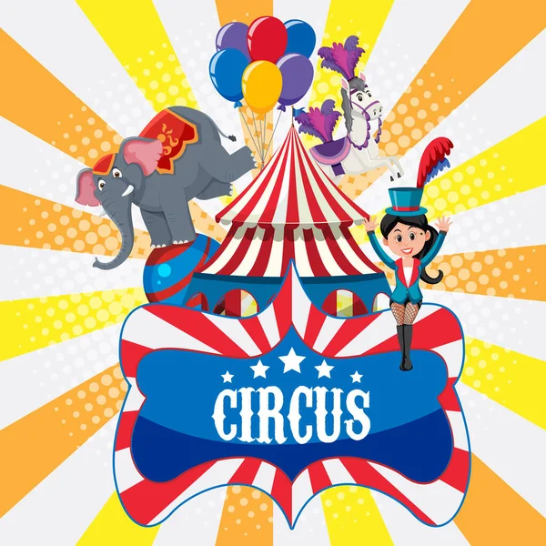 Дизайн Циркового Плаката Иллюстрацией Персонажей Цирка — стоковый вектор