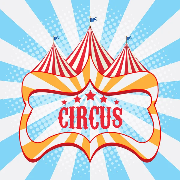 Circus Banner Ontwerp Heldere Blauwe Stralen Illustratie — Stockvector