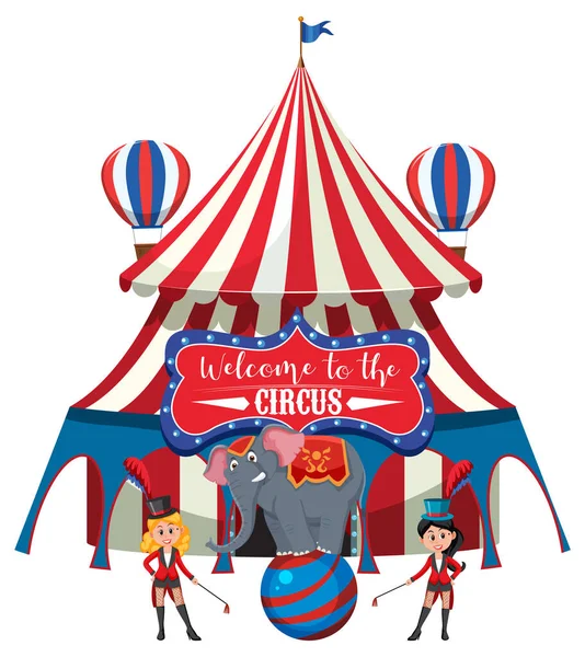 Cúpula Circo Parque Atracciones Sobre Fondo Blanco Ilustración — Vector de stock