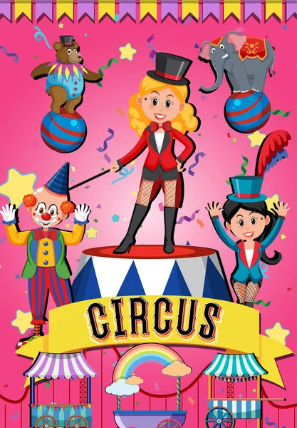 Conception Bannière Cirque Avec Illustration Personnage Cirque — Image vectorielle