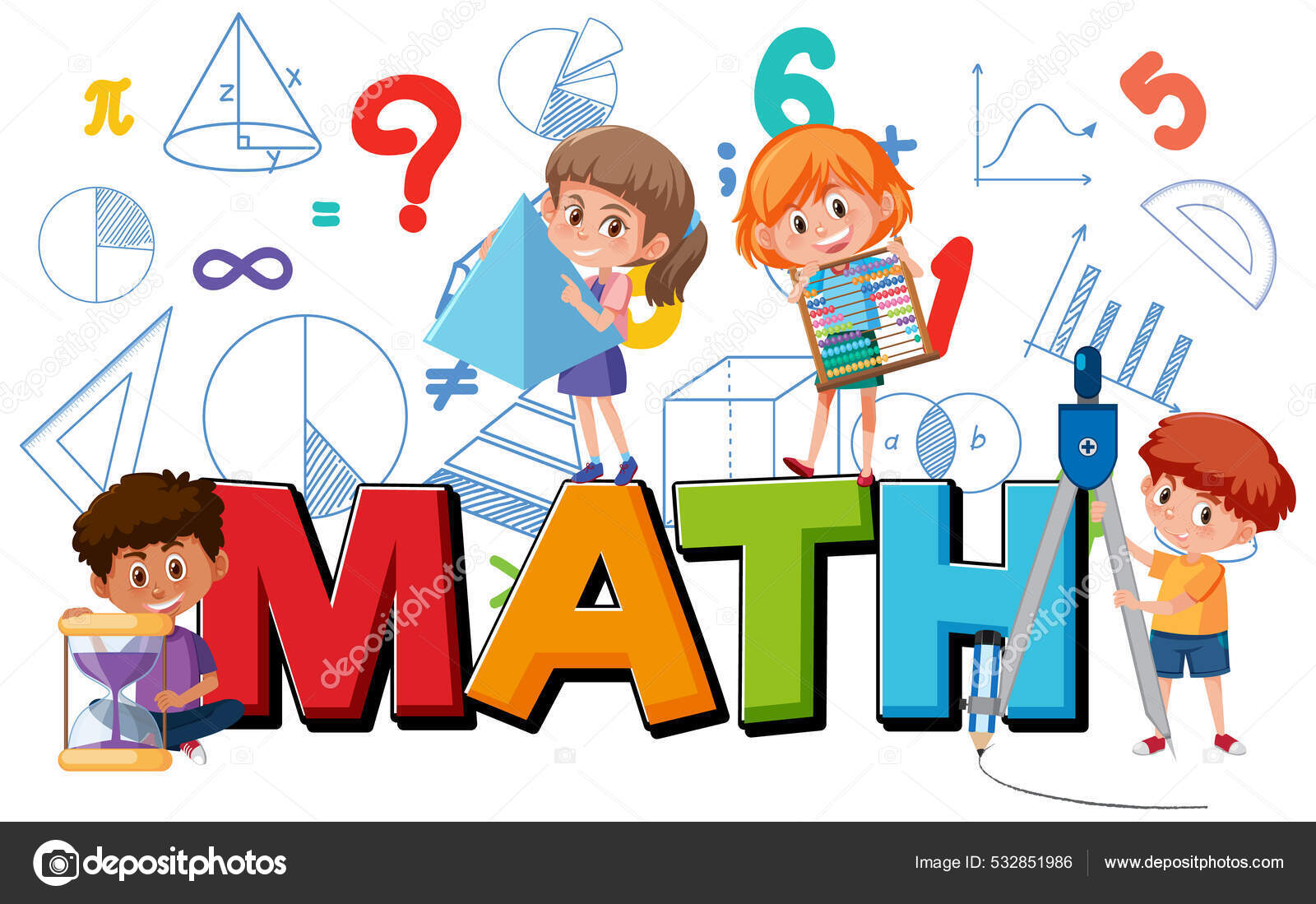 Girl with math element logo illustration Stock Vector Image & Art - Alamy