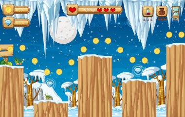 Oyun Şablonu Kar Sahnesi çizimi