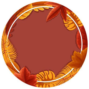 Sonbahar yapraklı yuvarlak çerçeve çizimi