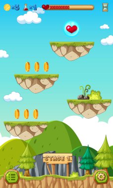 Oyun Şablonu Doğa Ormanı Görüntü Çizimi