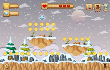 Oyun Şablonu Kar Sahnesi çizimi