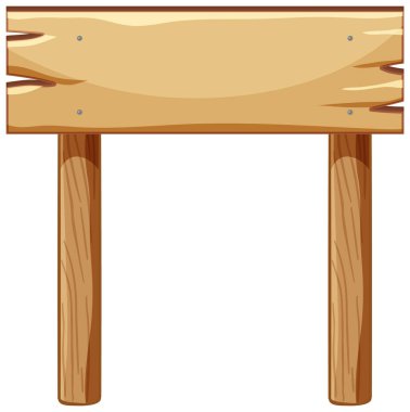 Beyaz arkaplan illüstrasyonunda boş tahta pankart