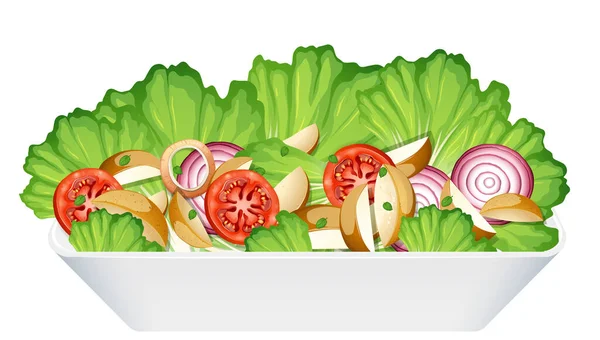 Hälsosam Måltid Med Färska Grönsakssallad Skål Illustration — Stock vektor