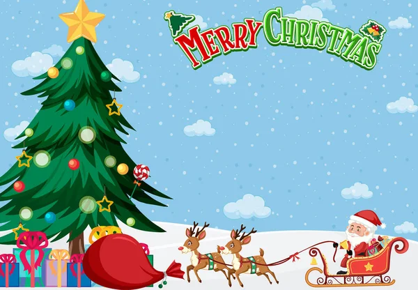 Шаблон Рождественских Открыток Изображением Санта Клауса Оленей — стоковый вектор