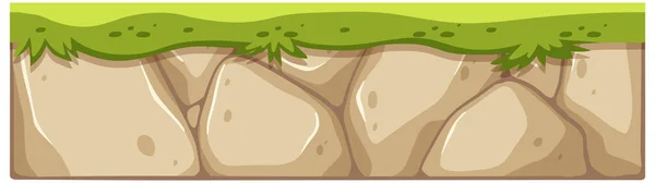 Suelo Tierra Aislado Con Ilustración Hierba Verde — Vector de stock
