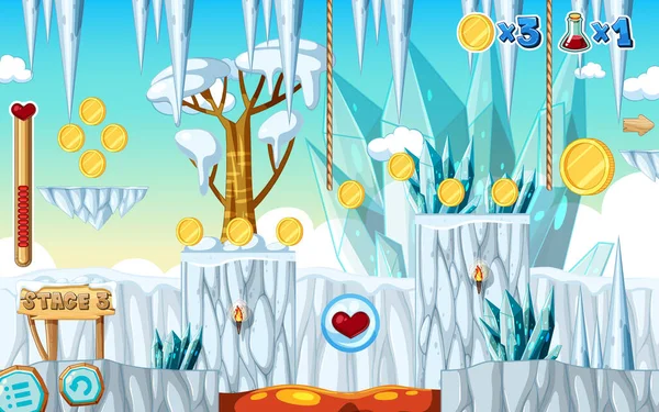 Bir Oyun Şablonu Buz Mağarası Çizimi