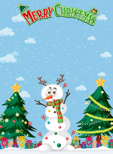 Joyeux Modèle Fond Noël Avec Illustration Snowman — Image vectorielle