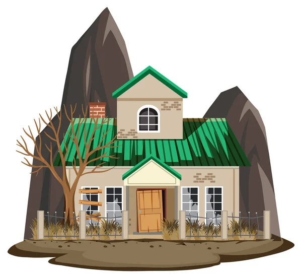 Casa Vieja Rota Aislada Ilustración Rural — Vector de stock