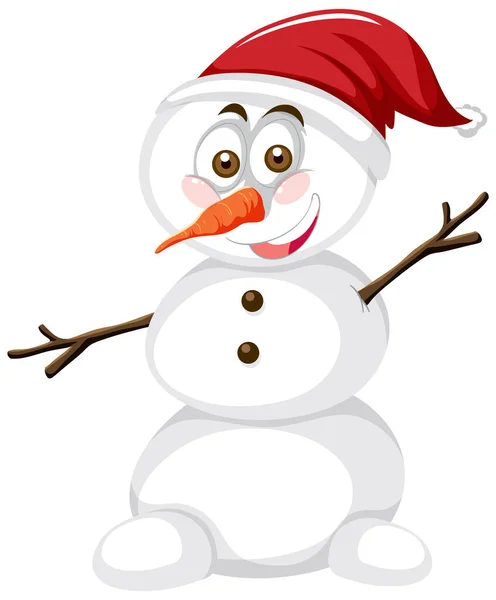 Muñeco Nieve Con Sombrero Navidad Ilustración Personaje Dibujos Animados — Vector de stock