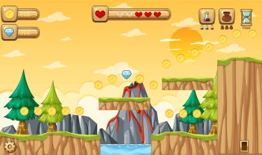 Oyun Şablonu Doğa Ormanı Görüntü Çizimi