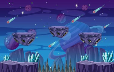 Bir Oyun Şablonu Galaksi Uzay Sahnesi çizimi