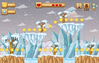 Oyun Şablonu Kar Sahnesi çizimi