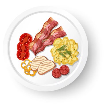 Çırpılmış yumurta ve pastırma resimli kahvaltı.