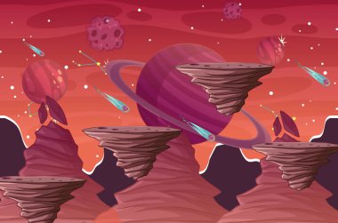 Bir Oyun Şablonu Galaksi Uzay Sahnesi çizimi