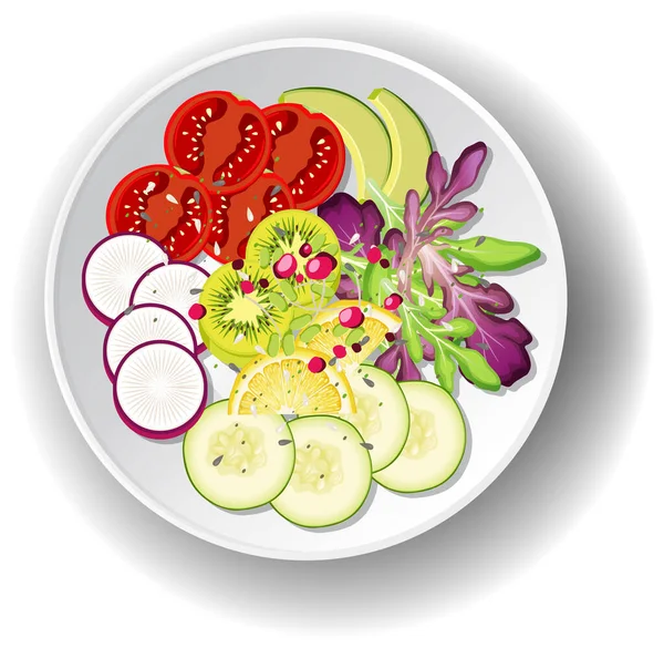 Healthy Meal Fresh Vegetable Salad Bowl Illustration — Stock Vector