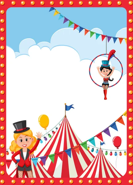 Affiche Cirque Avec Illustration Personnage Dessin Animé Magicien — Image vectorielle