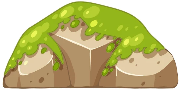 Musgo Verde Sobre Piedra Ilustración Estilo Dibujos Animados — Vector de stock