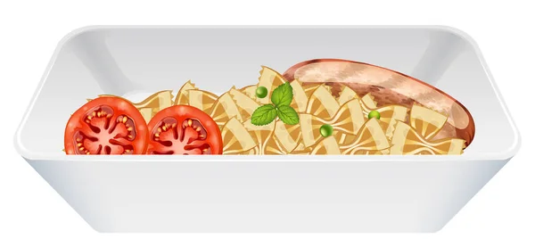 用腊肠和番茄酱作画的意大利面 — 图库矢量图片