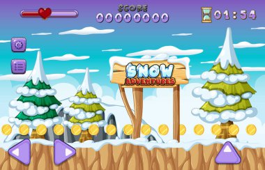 Bir Oyun Şablonu Buz Mağarası Çizimi