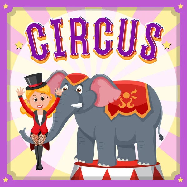 Poster Cirque Avec Illustration Performance Magicien Éléphant — Image vectorielle