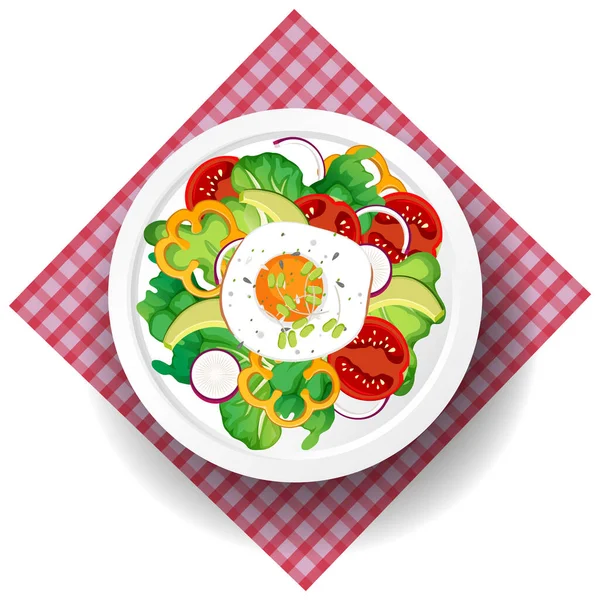 Zdrowy Posiłek Świeżą Sałatką Warzywną Ilustracja — Wektor stockowy