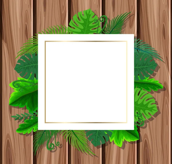 Square Frame Tropical Green Leaves Illustration — Stock Vector