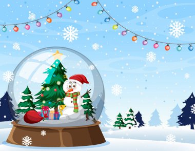 Kar kubbesi resimli Mutlu Noeller şablonu