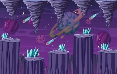 Bir Oyun Şablonu Galaksi Uzay Sahnesi çizimi