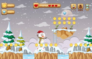 Oyun Şablonu Kar Sahnesi çizimi