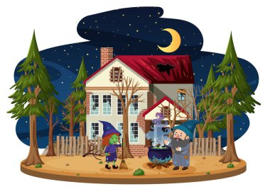 Lanetli ev resimlerinde cadı ve büyücü aşçılık iksiri