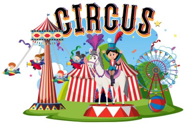 Lunapark illüstrasyonunda sirk kubbesi