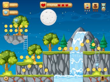 Oyun Şablonu Orman Sahnesi Çizimi