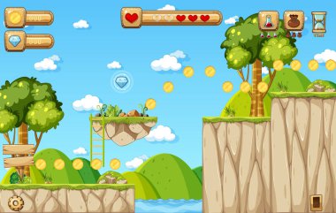 Oyun Şablonu Doğa Ormanı Görüntü Çizimi