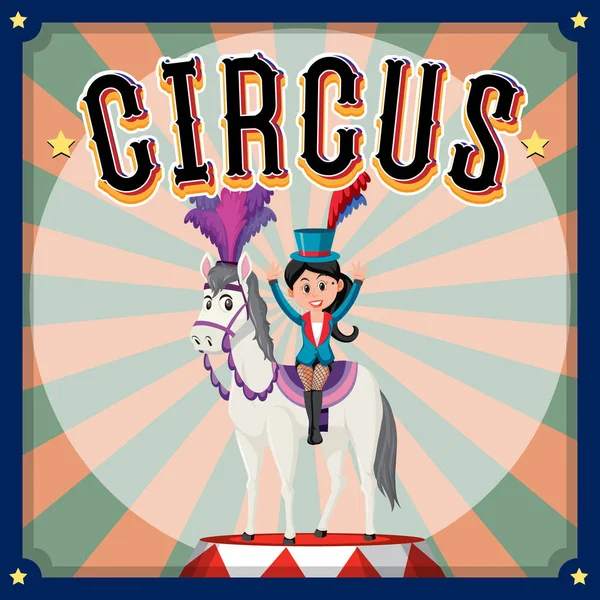 Circus Banner Design Magician Girl Illustration — Stock Vector