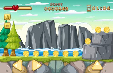 Bir Oyun Şablonu Orman Sahnesi çizimi