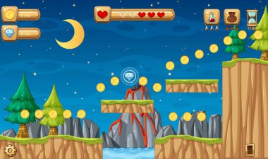 Oyun Şablonu Orman Sahnesi Çizimi